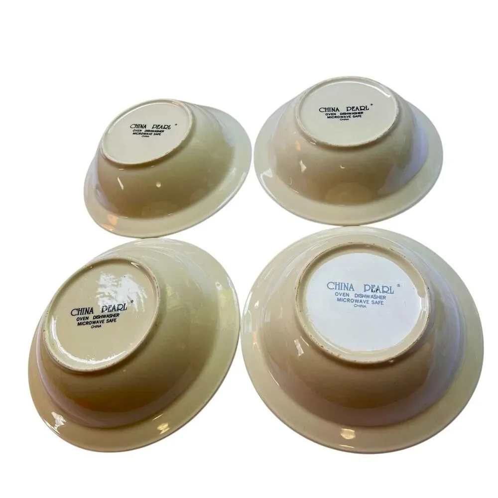 Set of 4 China Pearl Harvest Rim Soup/Cereal Bowl 7 1/8 Cottagecore, MCM Retired